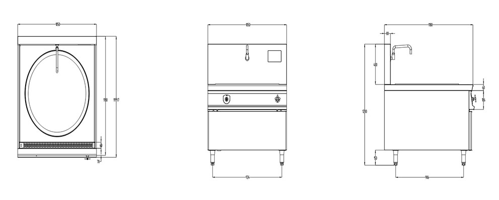 可傾式電磁大鍋灶三視圖